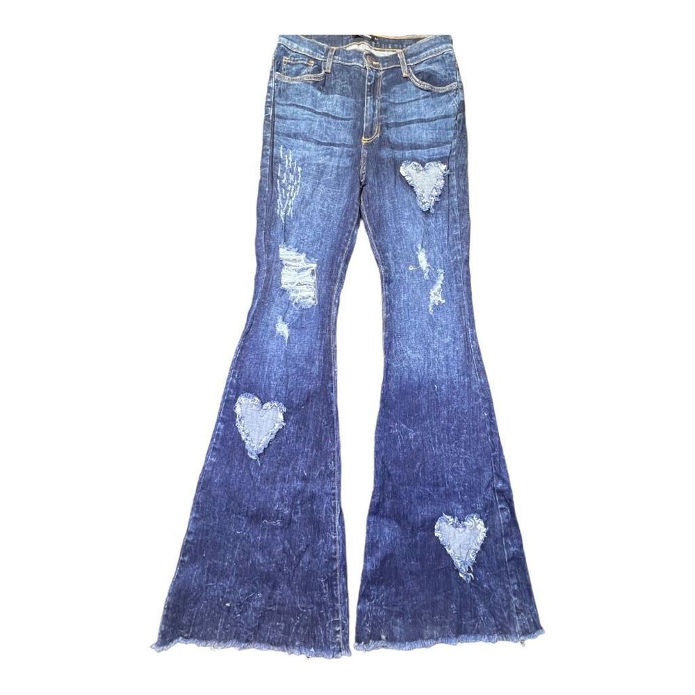 Women’s Juniors GJG Heart Bell Jeans size 15 Blue BELL BOTTOMS